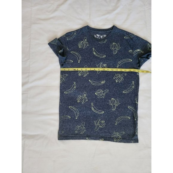 Knicker Bocker Men's Marled Navy Blue Banana Print Short Sleeve T-Shirt Small - Picture 6 of 7